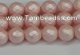 CSB1831 15.5 inches 6mm faceetd round matte shell pearl beads