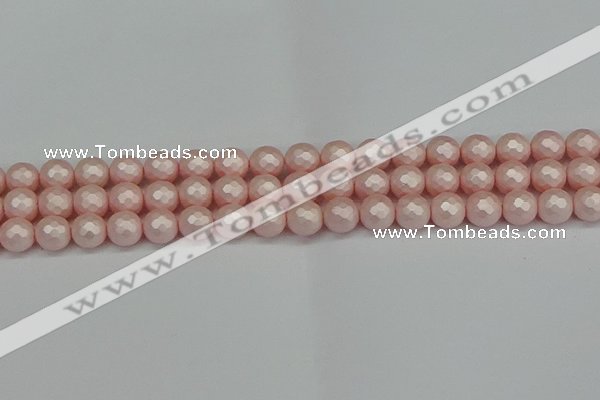 CSB1832 15.5 inches 8mm faceetd round matte shell pearl beads