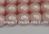 CSB1833 15.5 inches 10mm faceetd round matte shell pearl beads