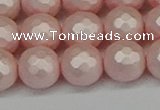 CSB1834 15.5 inches 12mm faceetd round matte shell pearl beads