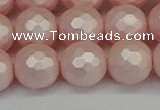 CSB1835 15.5 inches 14mm faceetd round matte shell pearl beads