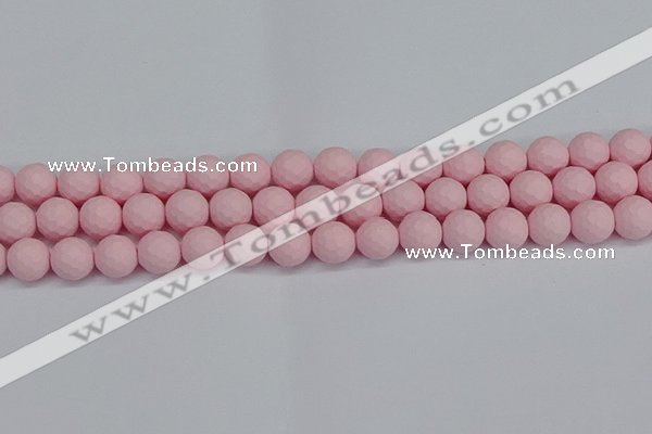 CSB1842 15.5 inches 8mm faceetd round matte shell pearl beads