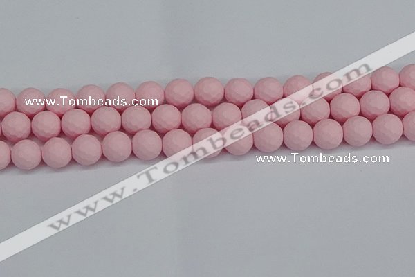 CSB1843 15.5 inches 10mm faceetd round matte shell pearl beads