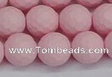 CSB1844 15.5 inches 12mm faceetd round matte shell pearl beads