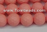 CSB1853 15.5 inches 10mm faceetd round matte shell pearl beads