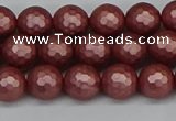 CSB1861 15.5 inches 6mm faceetd round matte shell pearl beads