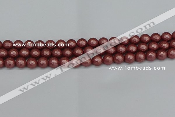 CSB1862 15.5 inches 8mm faceetd round matte shell pearl beads