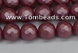 CSB1871 15.5 inches 6mm faceetd round matte shell pearl beads