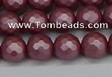 CSB1872 15.5 inches 8mm faceetd round matte shell pearl beads