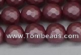 CSB1873 15.5 inches 10mm faceetd round matte shell pearl beads