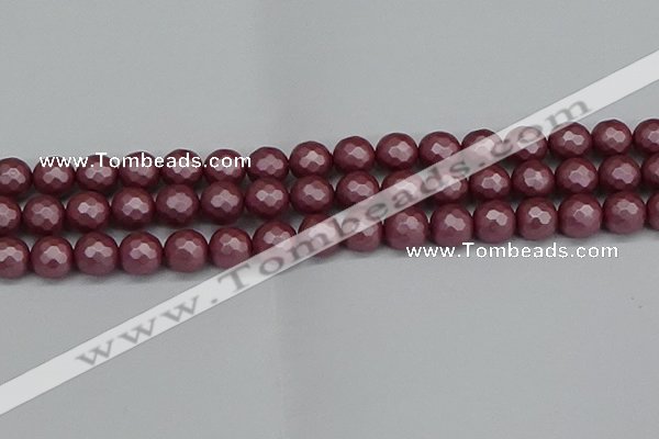 CSB1873 15.5 inches 10mm faceetd round matte shell pearl beads