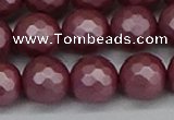 CSB1874 15.5 inches 12mm faceetd round matte shell pearl beads