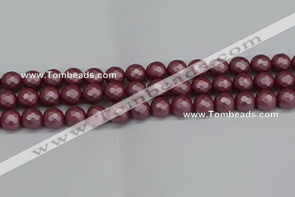 CSB1874 15.5 inches 12mm faceetd round matte shell pearl beads