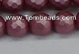 CSB1875 15.5 inches 14mm faceetd round matte shell pearl beads