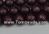 CSB1881 15.5 inches 6mm faceted round matte shell pearl beads