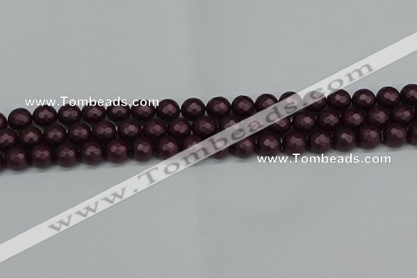 CSB1881 15.5 inches 6mm faceted round matte shell pearl beads