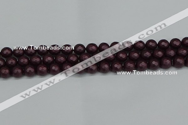 CSB1882 15.5 inches 8mm faceted round matte shell pearl beads