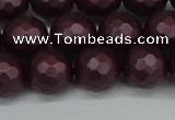 CSB1883 15.5 inches 10mm faceted round matte shell pearl beads