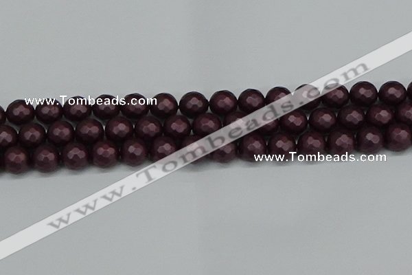 CSB1883 15.5 inches 10mm faceted round matte shell pearl beads