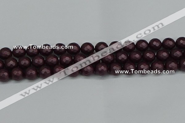 CSB1884 15.5 inches 12mm faceted round matte shell pearl beads