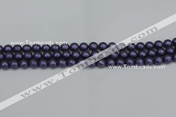 CSB1891 15.5 inches 6mm faceted round matte shell pearl beads