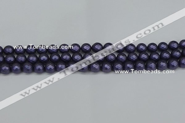 CSB1892 15.5 inches 8mm faceted round matte shell pearl beads