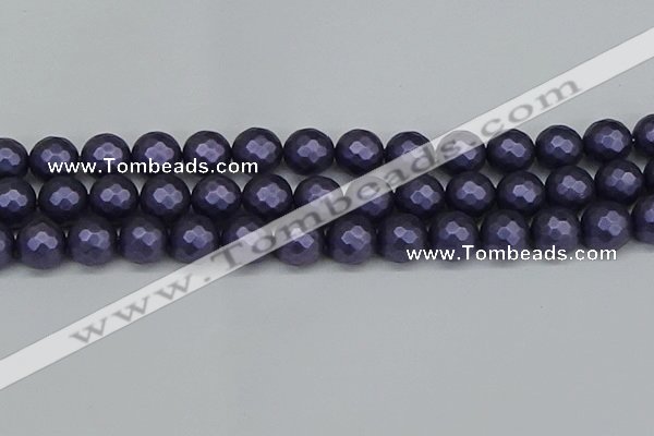 CSB1894 15.5 inches 12mm faceted round matte shell pearl beads