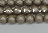 CSB1901 15.5 inches 6mm faceted round matte shell pearl beads