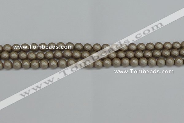 CSB1901 15.5 inches 6mm faceted round matte shell pearl beads