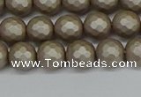 CSB1902 15.5 inches 8mm faceted round matte shell pearl beads