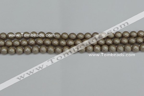 CSB1902 15.5 inches 8mm faceted round matte shell pearl beads