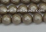 CSB1903 15.5 inches 10mm faceted round matte shell pearl beads