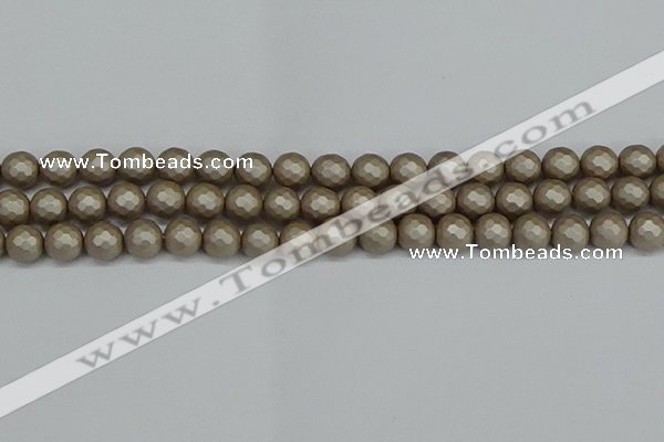 CSB1903 15.5 inches 10mm faceted round matte shell pearl beads