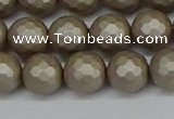 CSB1904 15.5 inches 12mm faceted round matte shell pearl beads