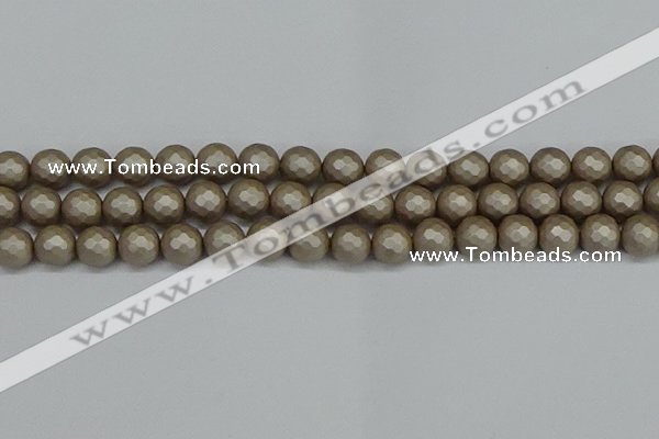 CSB1904 15.5 inches 12mm faceted round matte shell pearl beads