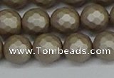 CSB1905 15.5 inches 14mm faceted round matte shell pearl beads