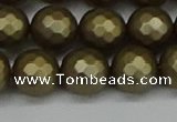 CSB1913 15.5 inches 10mm faceted round matte shell pearl beads