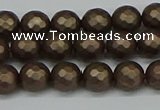 CSB1921 15.5 inches 6mm faceted round matte shell pearl beads