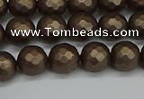 CSB1922 15.5 inches 8mm faceted round matte shell pearl beads