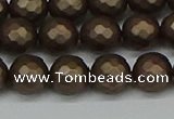 CSB1923 15.5 inches 10mm faceted round matte shell pearl beads