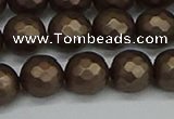 CSB1924 15.5 inches 12mm faceted round matte shell pearl beads