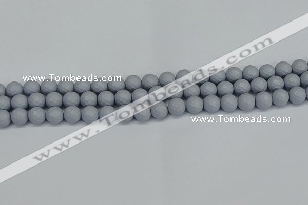 CSB1932 15.5 inches 8mm faceted round matte shell pearl beads