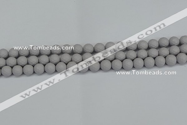 CSB1942 15.5 inches 8mm faceted round matte shell pearl beads