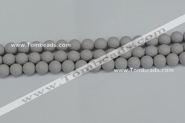 CSB1944 15.5 inches 12mm faceted round matte shell pearl beads