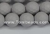 CSB1945 15.5 inches 14mm faceted round matte shell pearl beads