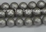 CSB1951 15.5 inches 6mm faceted round matte shell pearl beads