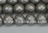 CSB1953 15.5 inches 10mm faceted round matte shell pearl beads