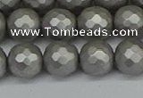 CSB1954 15.5 inches 12mm faceted round matte shell pearl beads