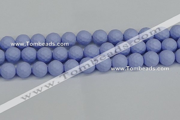 CSB1965 15.5 inches 14mm faceted round matte shell pearl beads