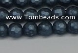 CSB1971 15.5 inches 6mm faceted round matte shell pearl beads